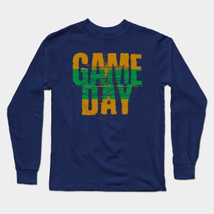 Navy and Gold Gameday // Grunge Vintage Football Game Day Long Sleeve T-Shirt